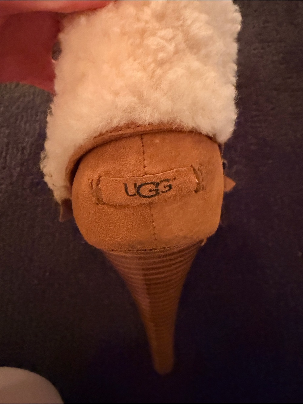 Y2K UGG Georgette platform heels / shearling cuff / chestnut / size 6 - Picture 2 of 5